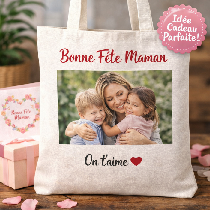 Tote bag personnalisé Fête des Mères – Photo & message